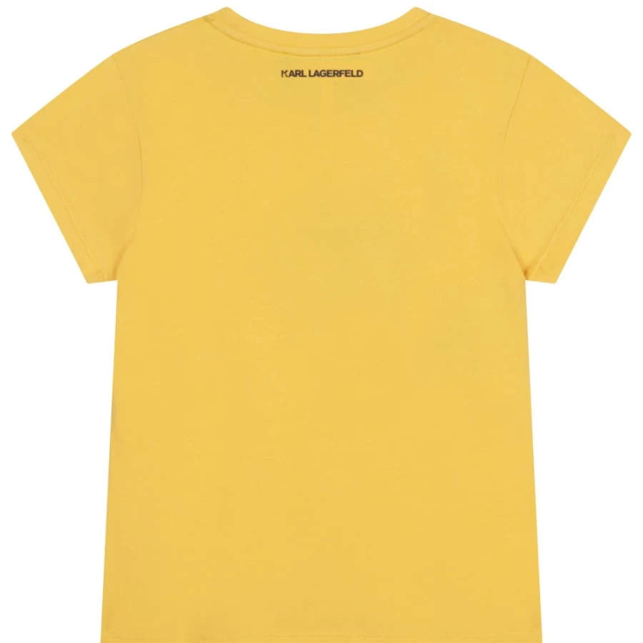 KARL LAGERFELD KIDS Girls' Yellow Cotton Modal Blend T-Shirt