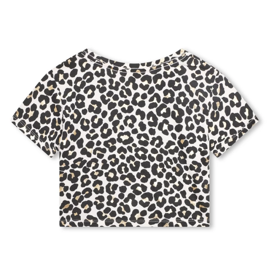 MICHAEL KORS Girls' Off White & Black Short-Sleeved Cotton T-Shirt