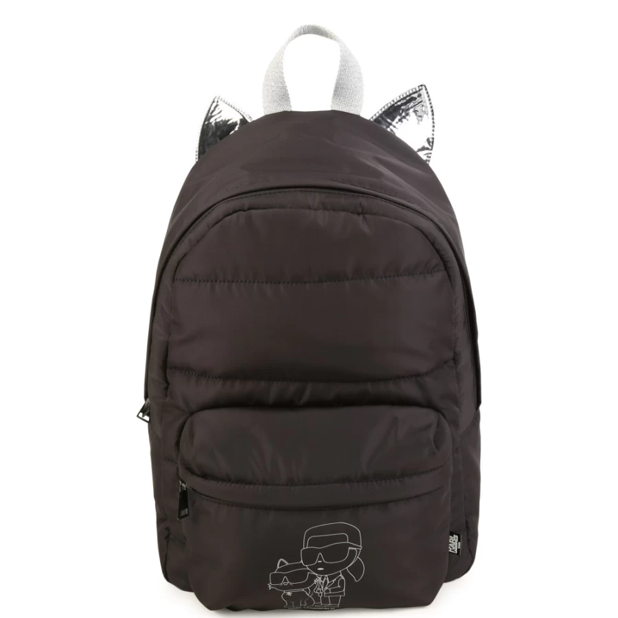KARL LAGERFELD KIDS Black Rucksack With Ears for Girls - Stylish Backpack for School & Travel
