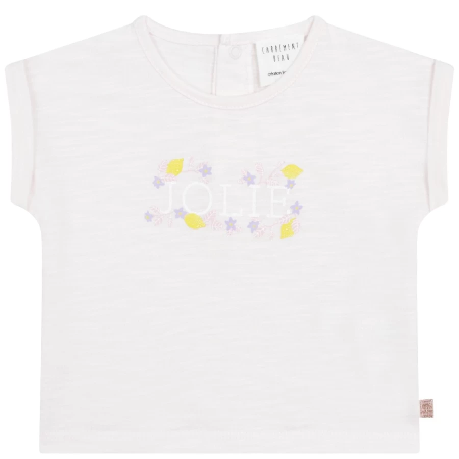 CARREMENT BEAU Girls' Apricot Heathered Cotton T-Shirt | Soft Comfortable Tee