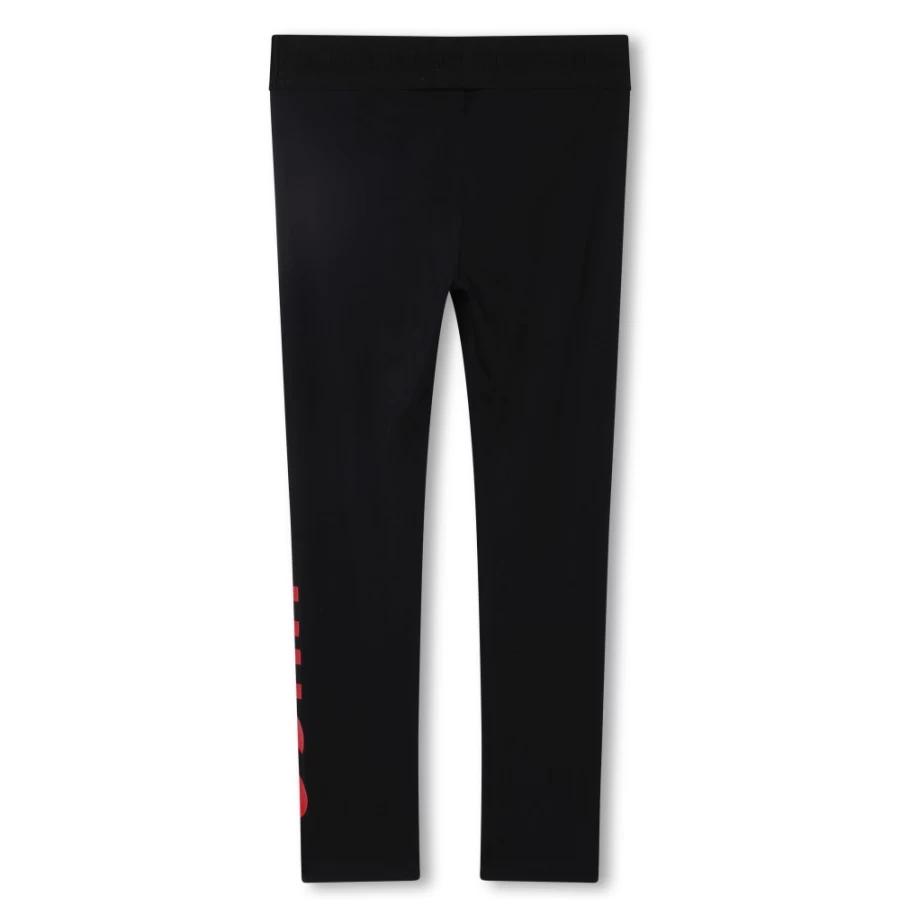 HUGO Girls' Black Printed Sports Leggings for Active Wear