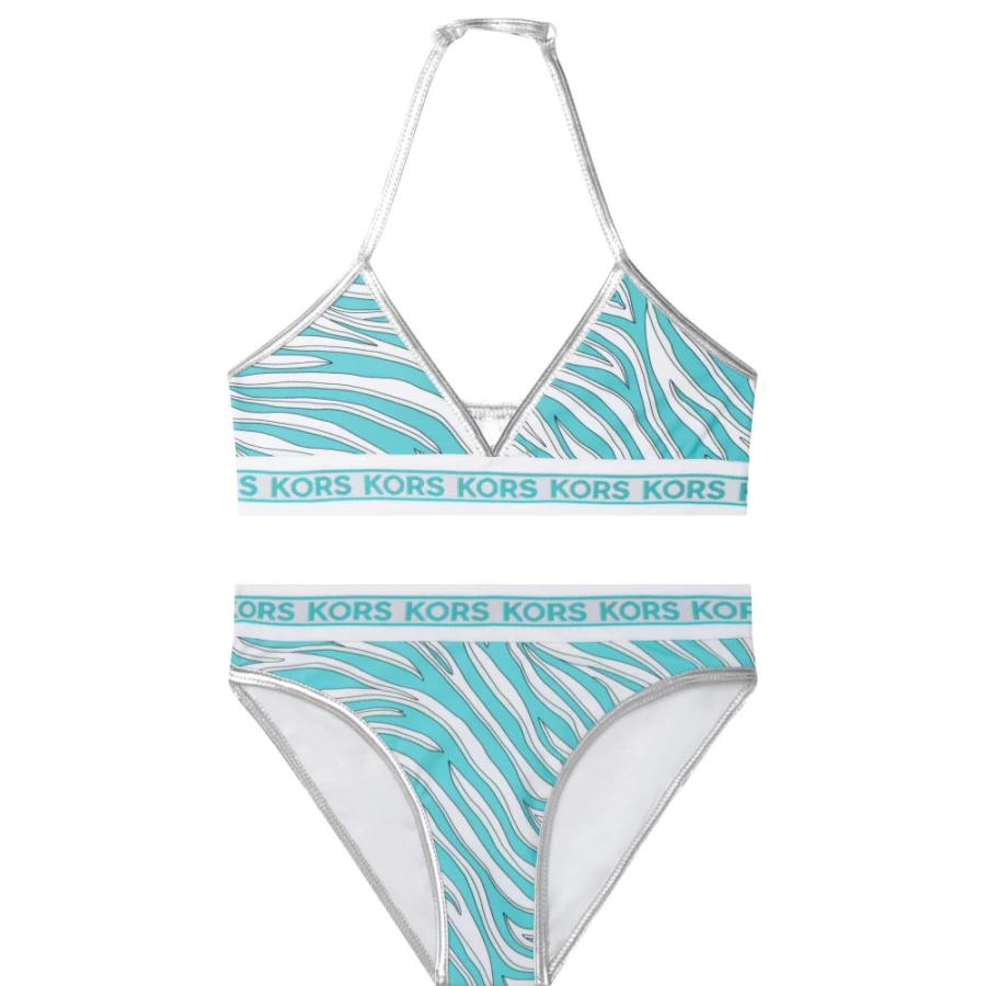 MICHAEL KORS Girls Turquoise Printed 2-Piece Bathing Suit | Swimwear for Kids