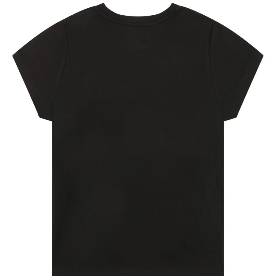 SONIA RYKIEL Girls Black Short-Sleeved Cotton T-Shirt for Casual Wear
