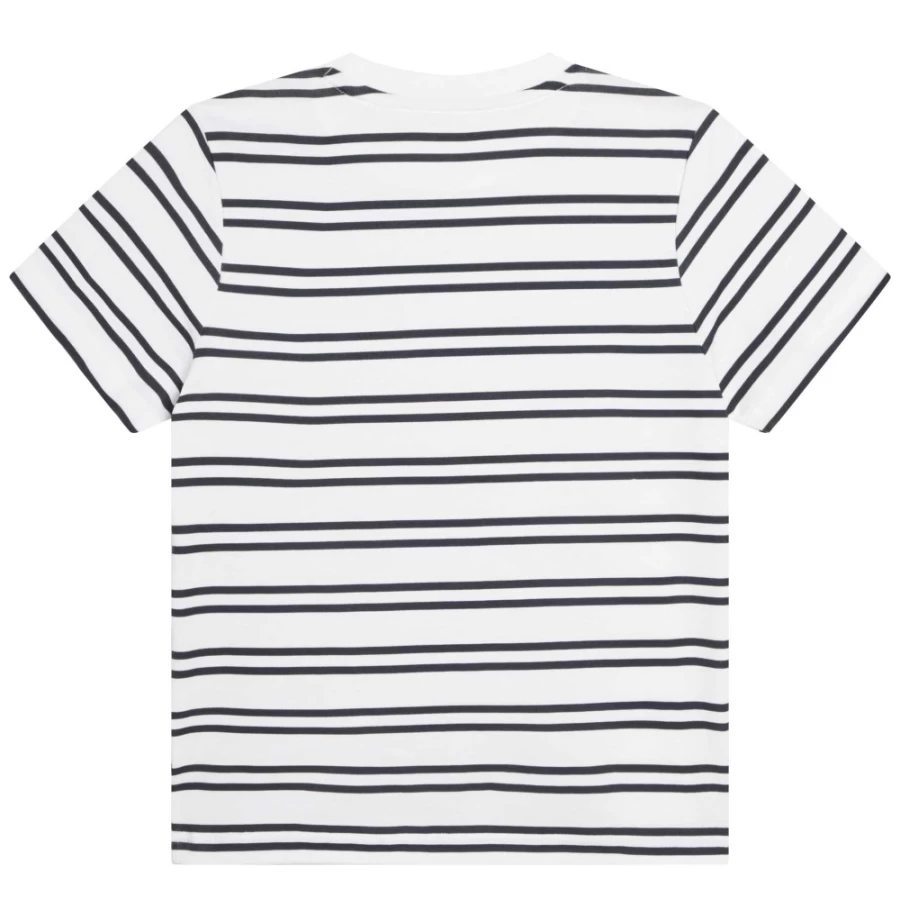 AIGLE Girls' White Striped T-Shirt with Embroidered Patch