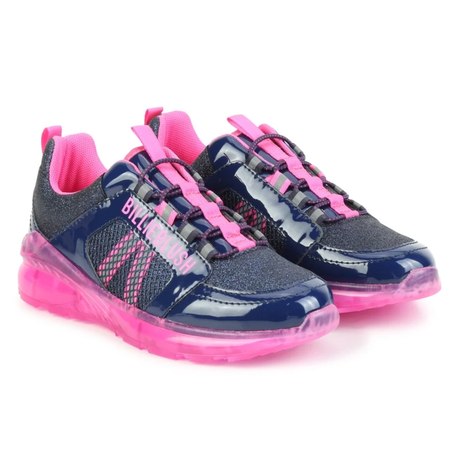 BILLIEBLUSH Navy Patent Leather Low-Top Sneakers for Girls - Fashion Kids Shoes