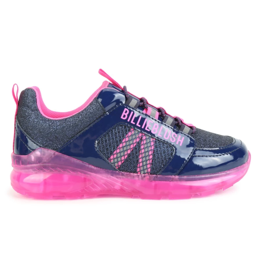 BILLIEBLUSH Navy Patent Leather Low-Top Sneakers for Girls - Fashion Kids Shoes