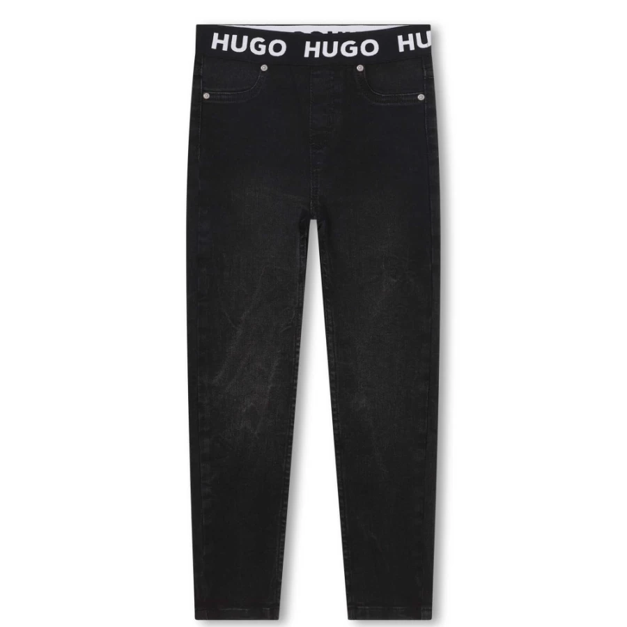 HUGO Girl's Stretch Denim Leggings in Denim Black - Comfortable & Stylish Jeans for Girls