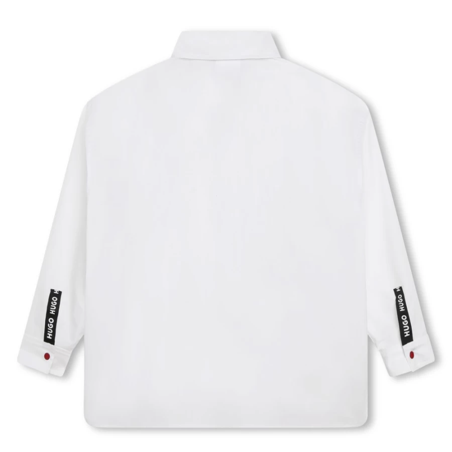 HUGO Girls White Cotton Poplin Shirt for Kids - Classic Comfort & Style