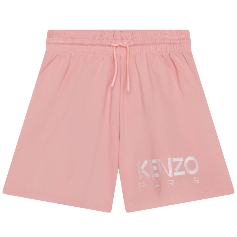 KENZO KIDS Girls' Pink Light Cotton Fleece Shorts for Comfort & Style