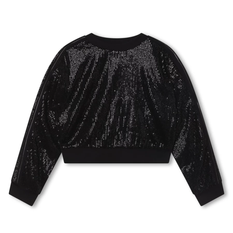 MICHAEL KORS Black Sequinned Velvet Jumper for Girls | Sparkling Holiday Top