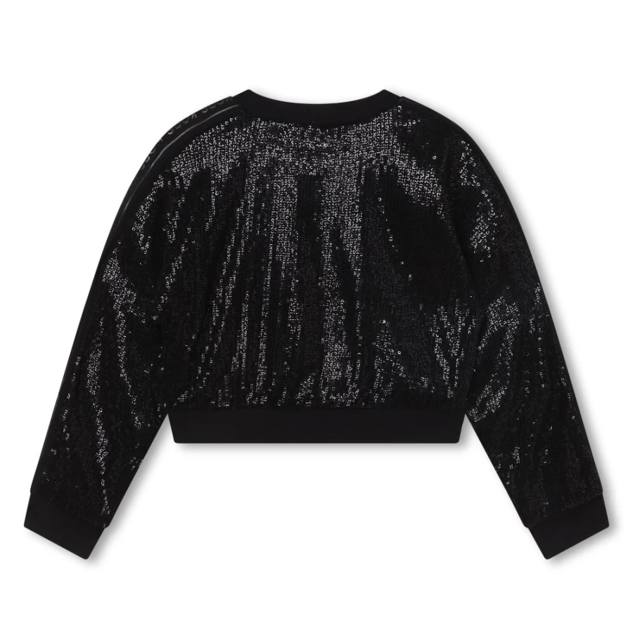 MICHAEL KORS Black Sequinned Velvet Jumper for Girls | Sparkling Holiday Top