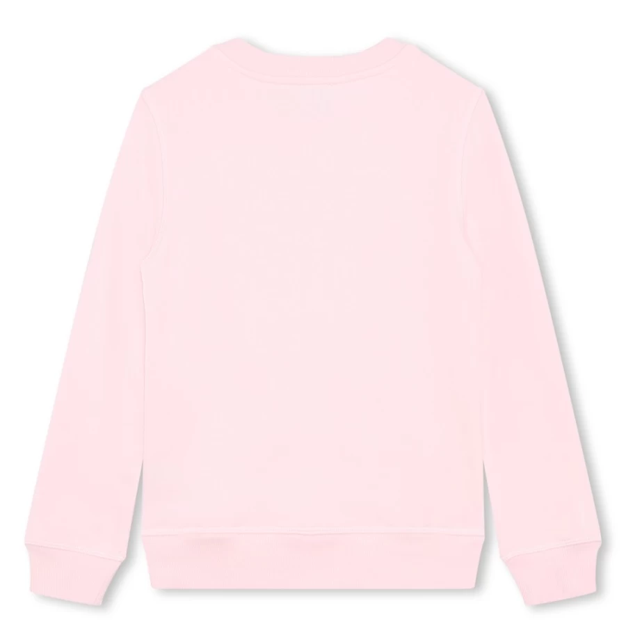 KENZO KIDS Girls Pink Pale Embroidered Sweatshirt - Floral Design Cotton Pullover