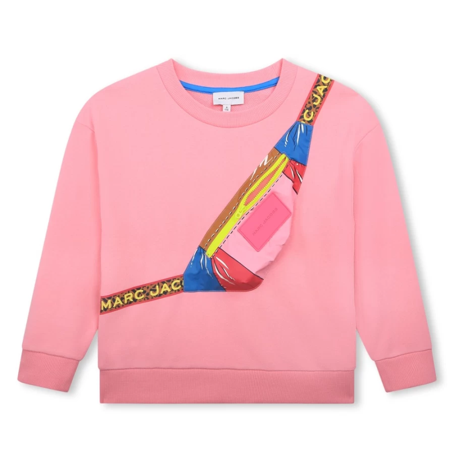 MARC JACOBS Girls Apricot Fleece Sweatshirt - Soft Cozy Pullover for Kids