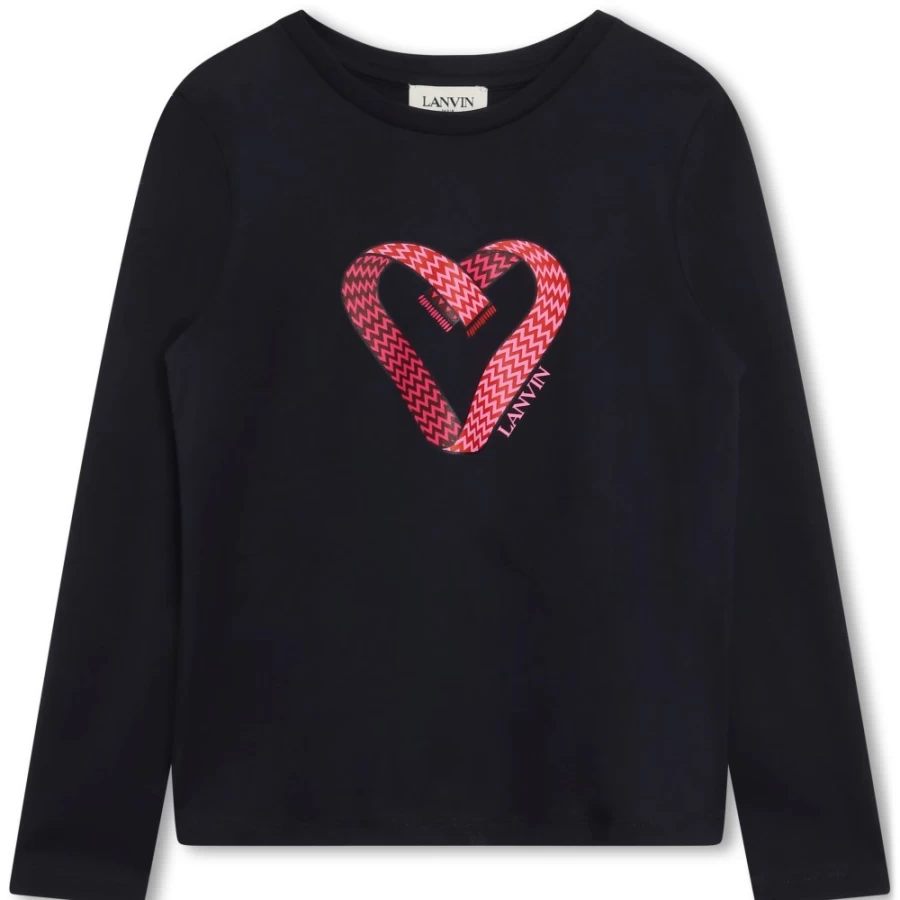 LANVIN Navy Printed Sweatshirt for Girls - Stylish & Comfortable Pullover