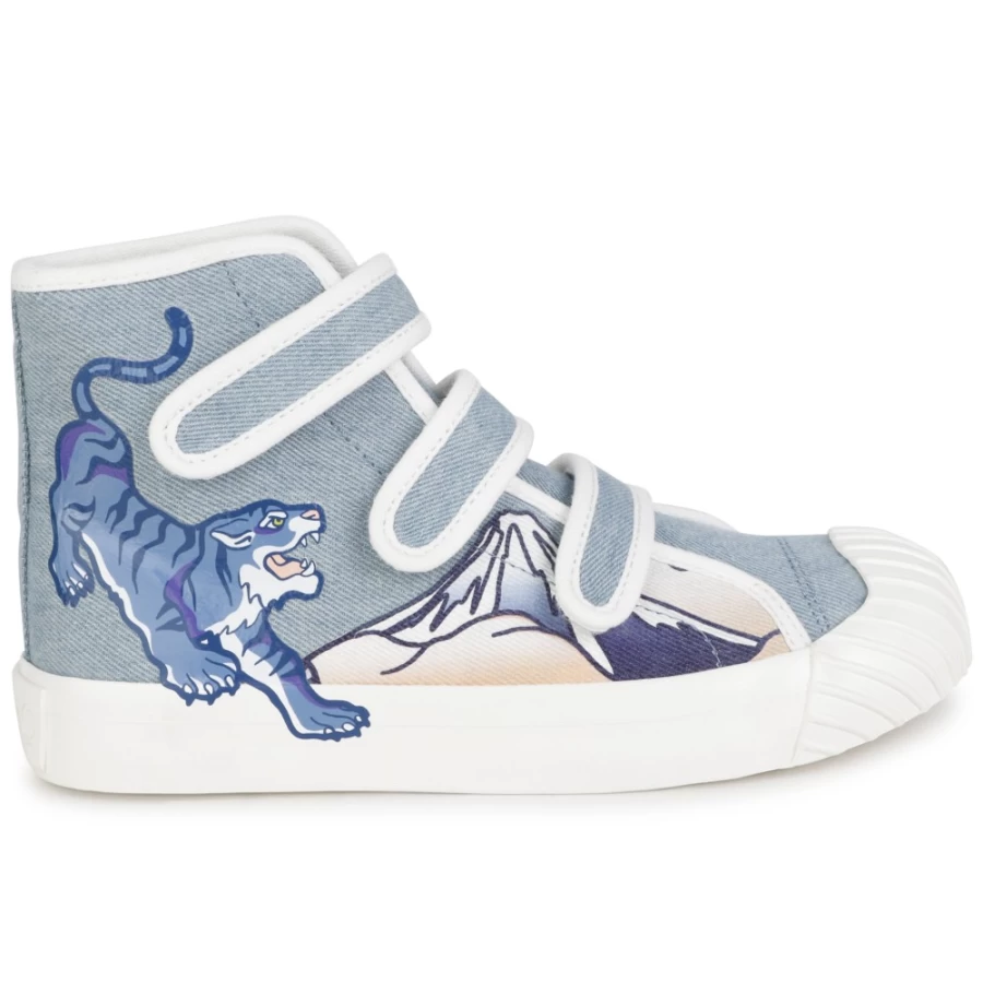 KENZO KIDS Pale Blue High-Top Sneakers for Girls - Fashion Athletic Shoes
