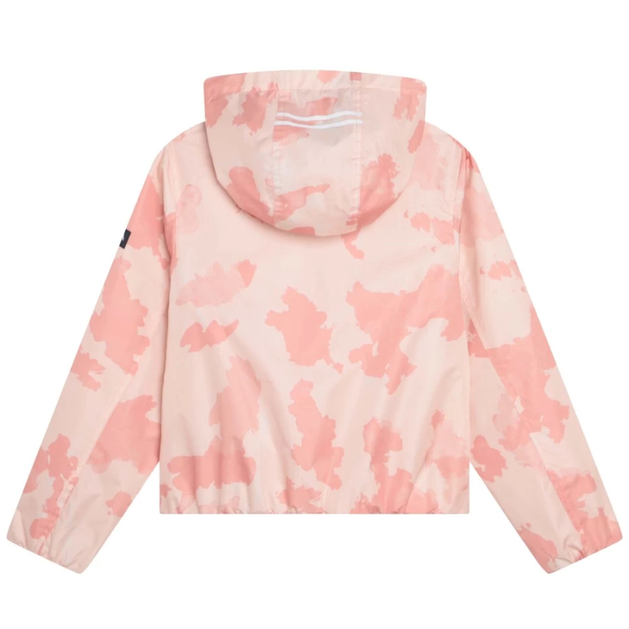 AIGLE Girls' Washed Pink Printed Hooded Windbreaker Jacket