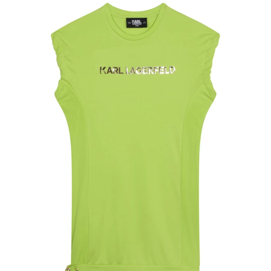 KARL LAGERFELD KIDS Girl's Green Mesh Detail Dress