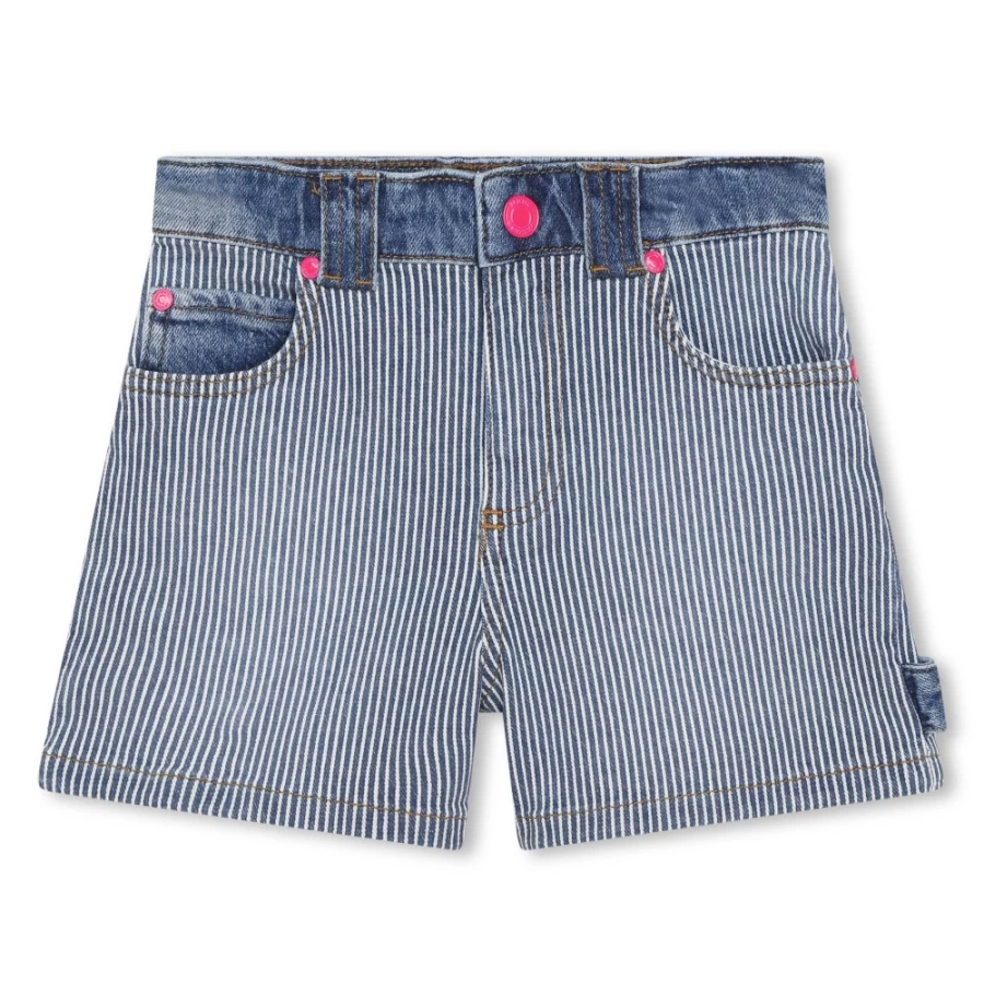 MARC JACOBS Girls' Denim Blue 5-Pocket Striped Shorts for Kids