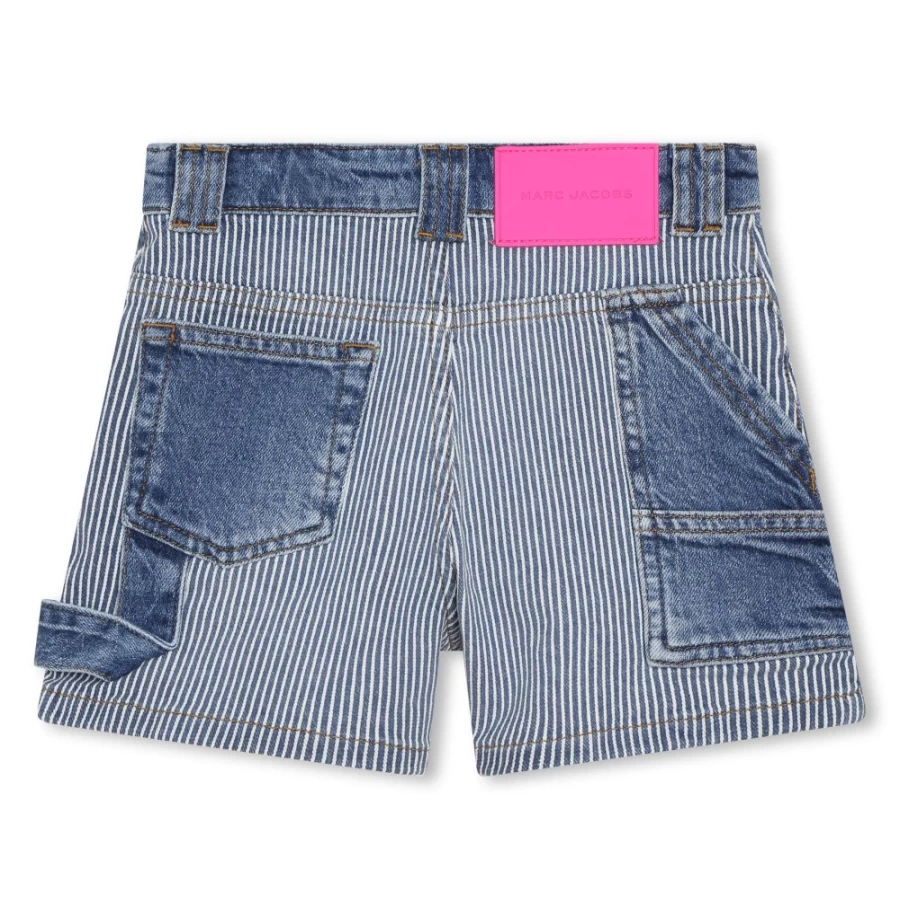 MARC JACOBS Girls' Denim Blue 5-Pocket Striped Shorts for Kids
