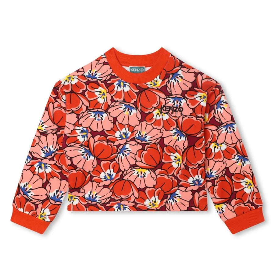 KENZO KIDS Girls Peach Floral Print Sweatshirt - Cute & Comfortable Pullover