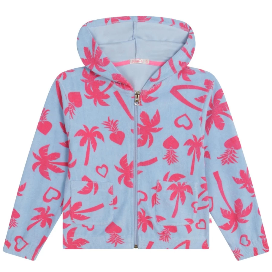 BILLIEBLUSH Pale Blue Hooded Terry Cloth Cardigan for Girls