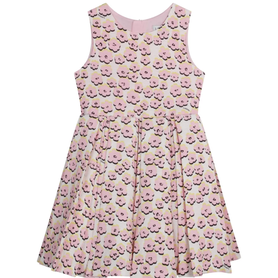 LANVIN Pink Printed Party Dress for Girls - Floral Summer Dress
