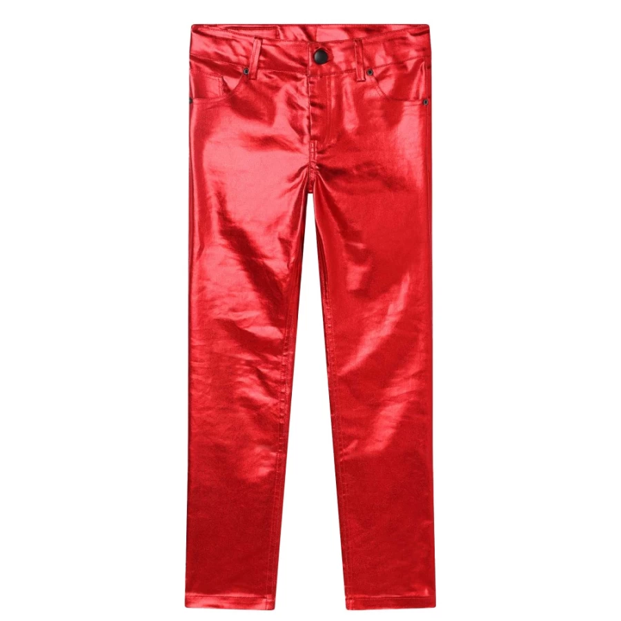 KARL LAGERFELD KIDS Girls Red Metallic Coated Trousers for Fashionable Kids