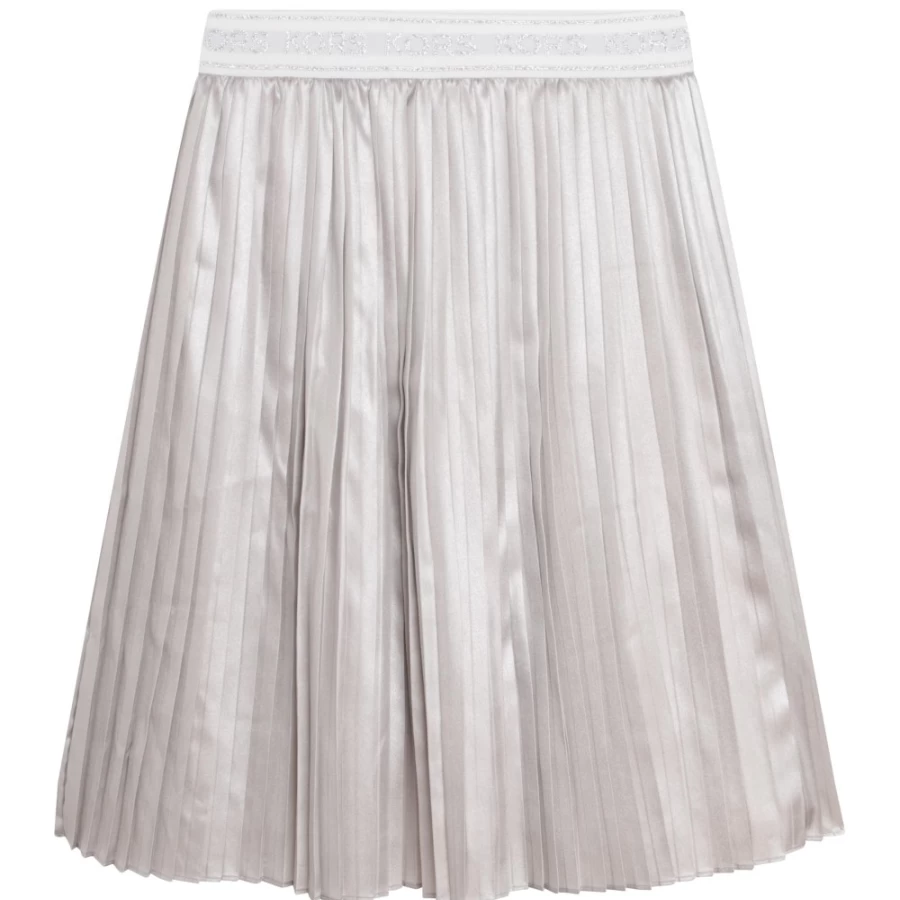 MICHAEL KORS Light Grey Pleated Skirt for Girls - Shiny & Stylish