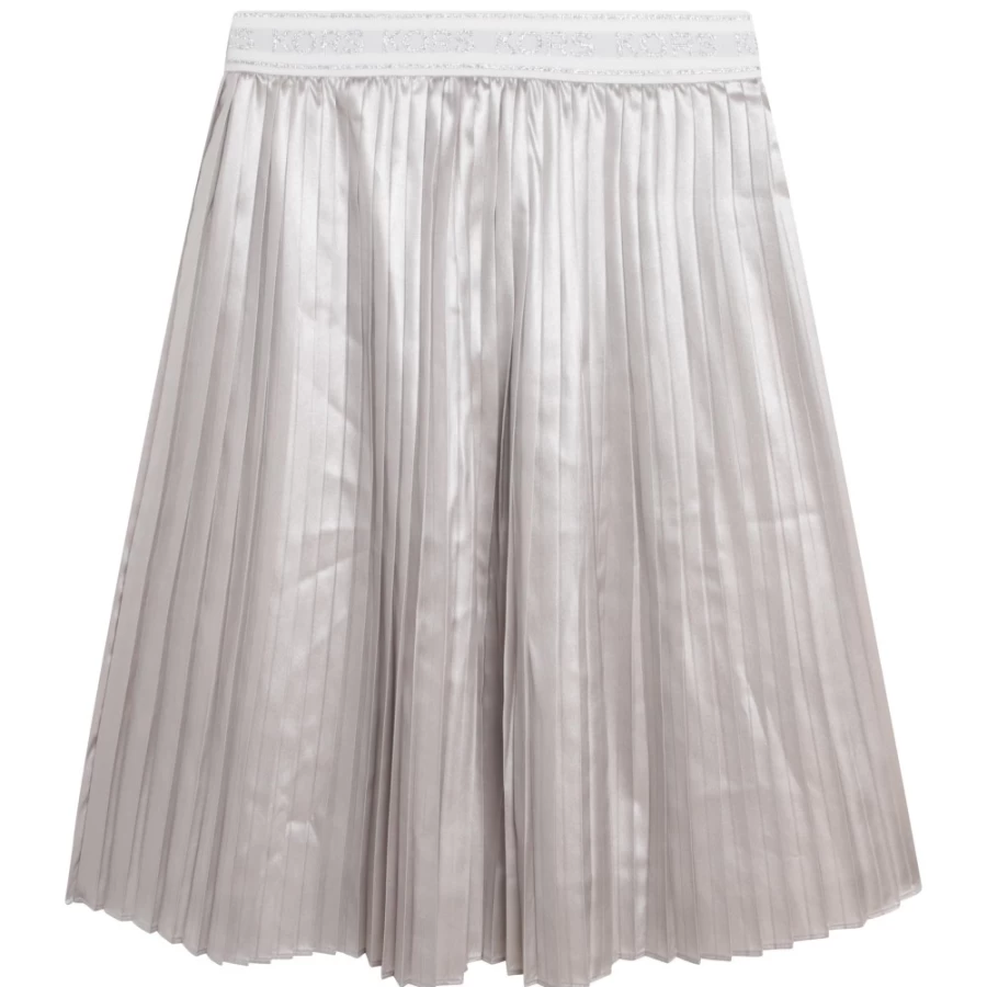 MICHAEL KORS Light Grey Pleated Skirt for Girls - Shiny & Stylish
