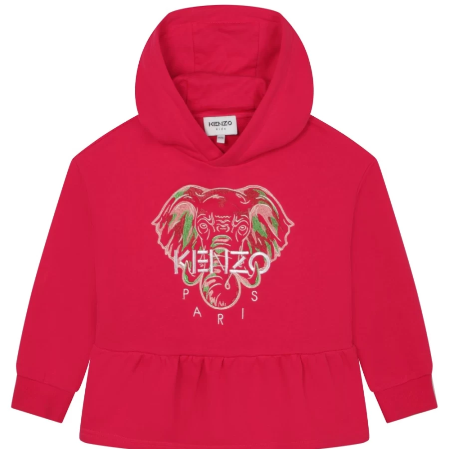 KENZO KIDS Pink Cotton Hooded Sweatshirt for Girls