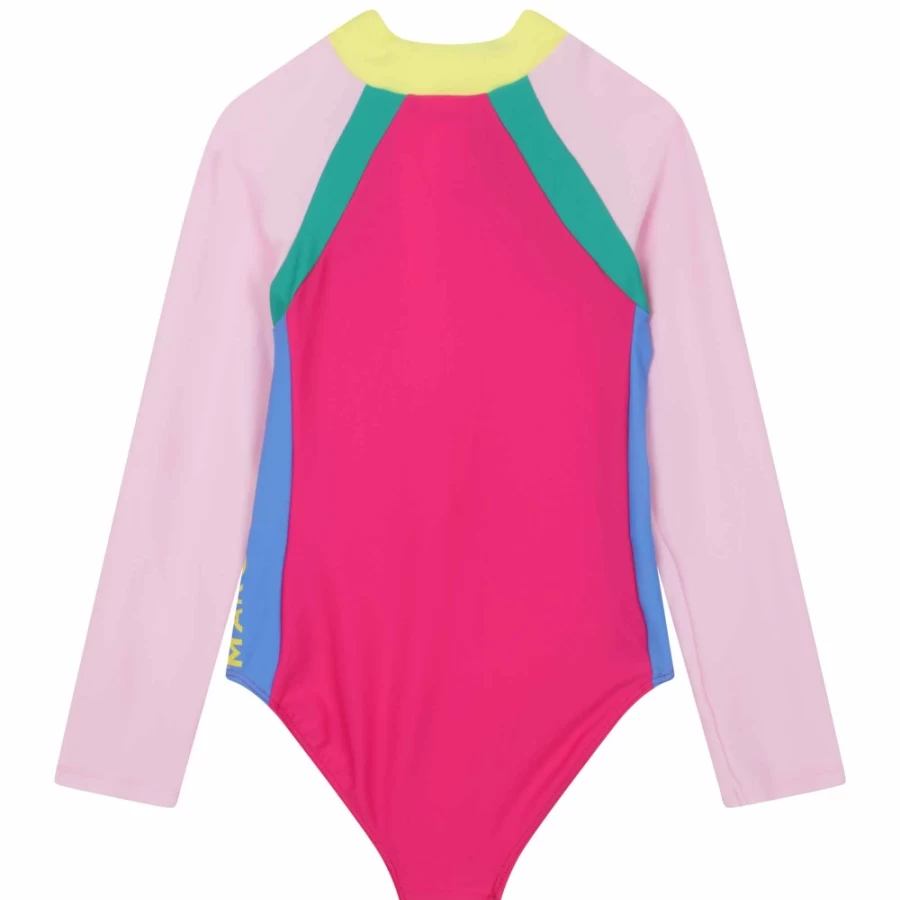 MARC JACOBS Girls Fuschia Anti-UV Zip-Up Bathing Suit for Sun Protection