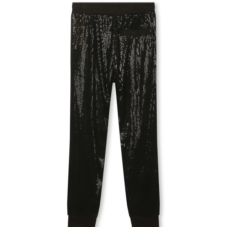 MICHAEL KORS Black Sequinned Jogging Pants for Girls - Sparkle Comfort Track Bottoms