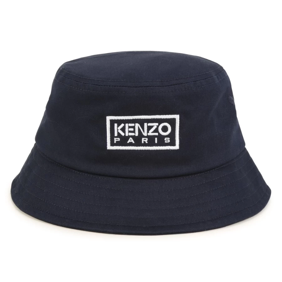 KENZO KIDS Navy Cotton-Lined Bucket Hat for Girls