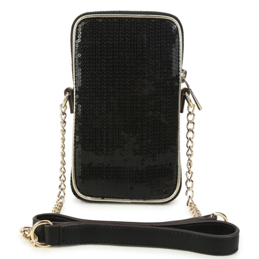 MICHAEL KORS Black Sequin Telephone Crossbody Bag for Girls
