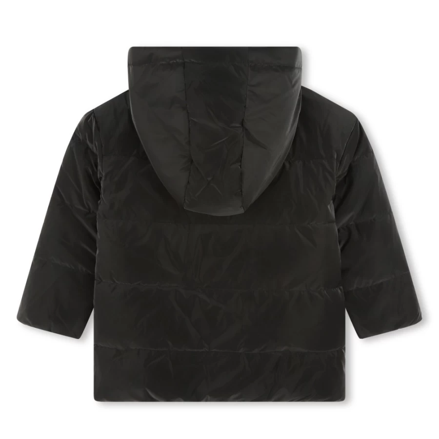 KARL LAGERFELD KIDS Black Coated Puffer Jacket for Girls