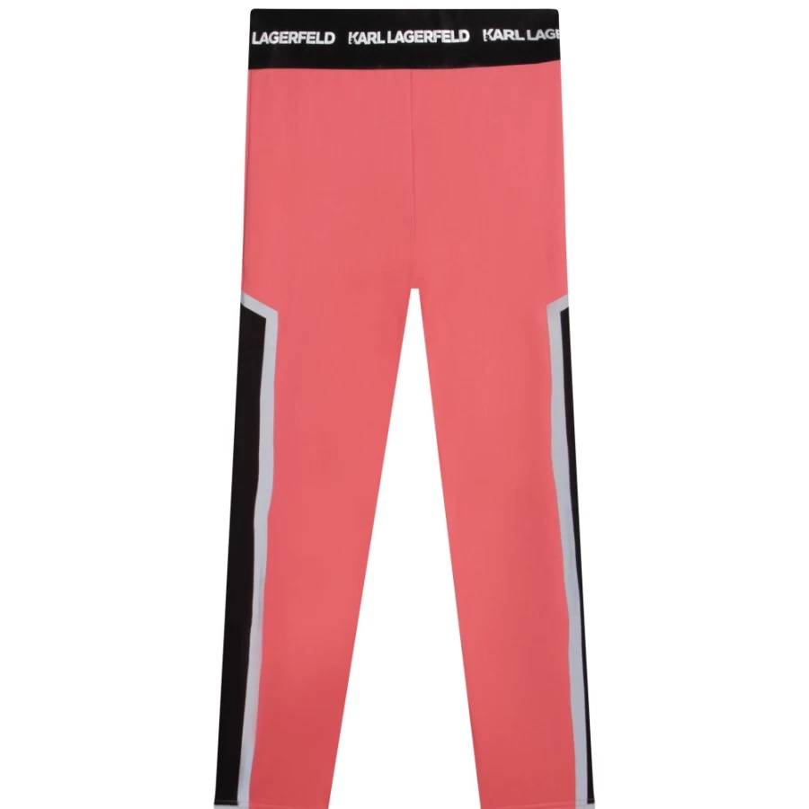 KARL LAGERFELD KIDS Girls Tomato Red Novelty-Panel Leggings for Children