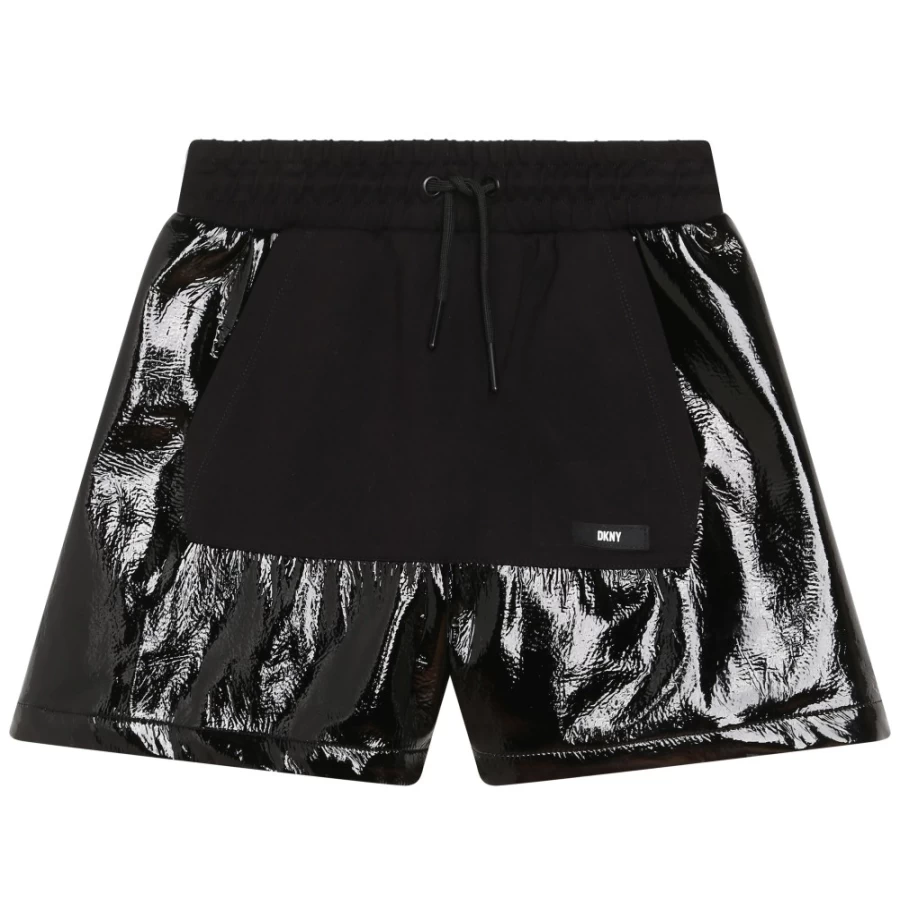DKNY Girls' Black Patent Formal Shorts – Stylish & Comfortable