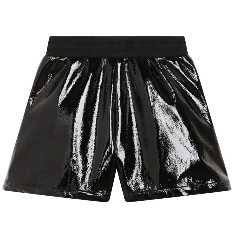 DKNY Girls' Black Patent Formal Shorts – Stylish & Comfortable