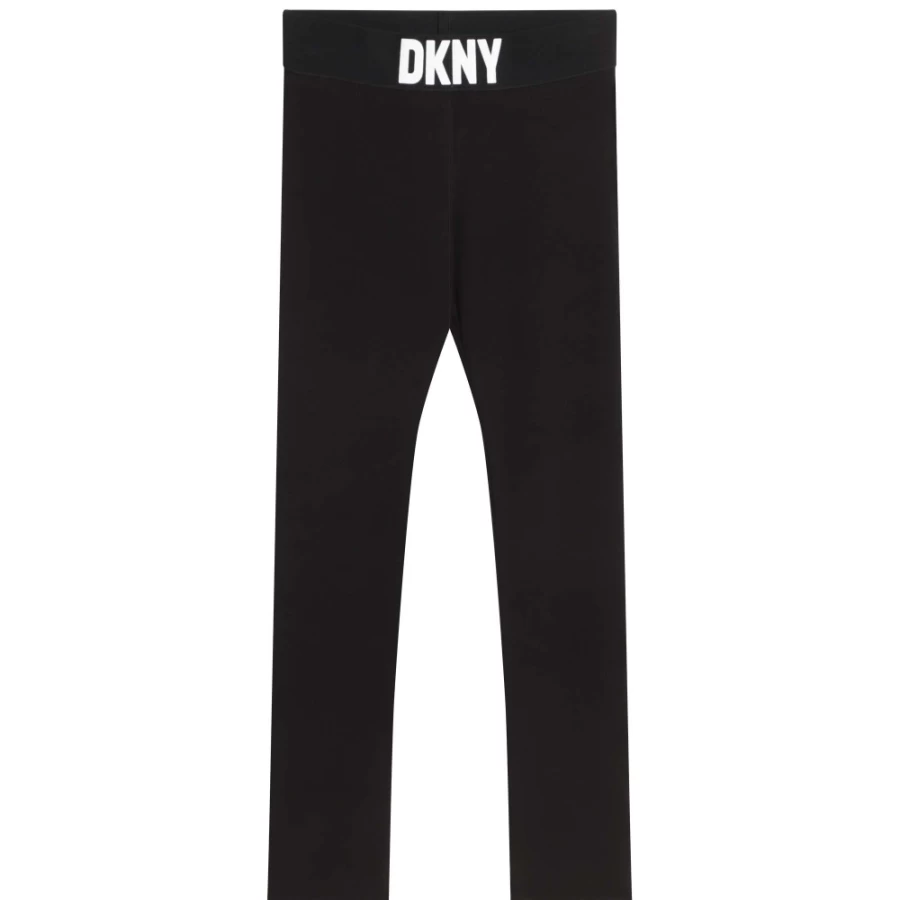 DKNY Black Elasticated-Waist Leggings for Girls - Comfortable Stretch Fit