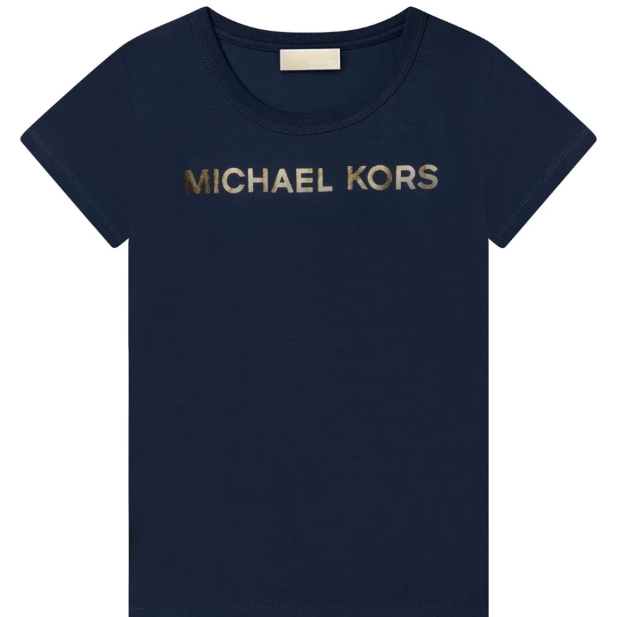 MICHAEL KORS Girls Navy Cotton Short-Sleeved T-Shirt
