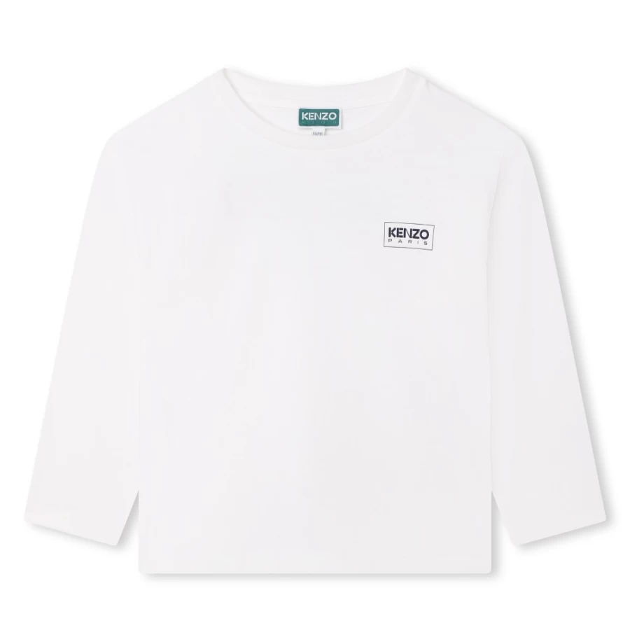 KENZO KIDS Girls Ivory Long-Sleeved T-Shirt for Kids - Comfortable Cotton Top