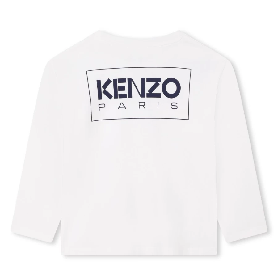 KENZO KIDS Girls Ivory Long-Sleeved T-Shirt for Kids - Comfortable Cotton Top