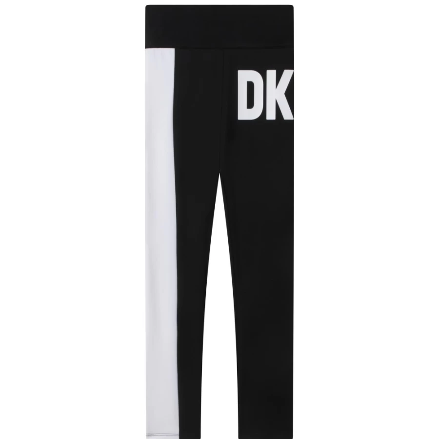 DKNY Black High-Waist Elastic Leggings for Girls - Stretchy Comfort Fit Workout Pants