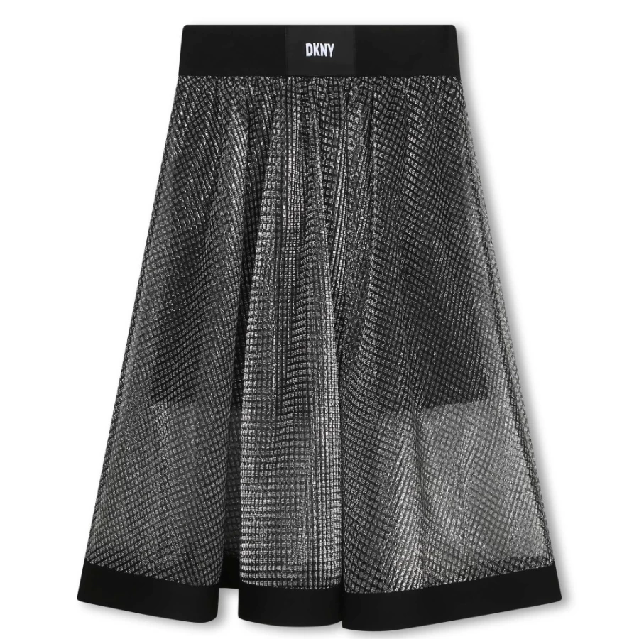 DKNY Light Grey Iridescent Mesh 2-In-1 Skirt for Girls