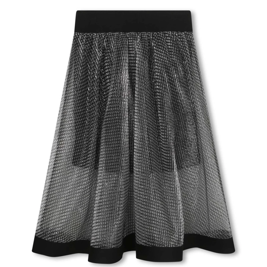 DKNY Light Grey Iridescent Mesh 2-In-1 Skirt for Girls