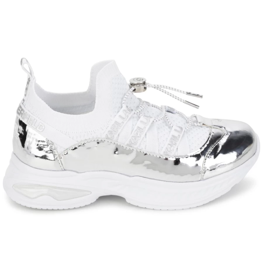 KARL LAGERFELD KIDS White Girls' Trainers With Locked Laces - Secure Fit Sneakers