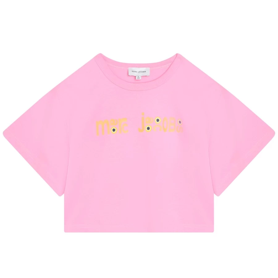 MARC JACOBS Girls Apricot Printed Cotton T-Shirt for Kids