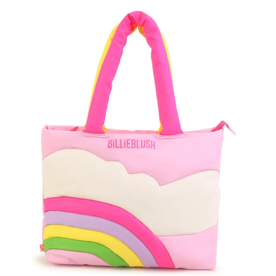 BILLIEBLUSH Pink Padded Rainbow Tote Bag for Girls - Stylish & Soft Carryall