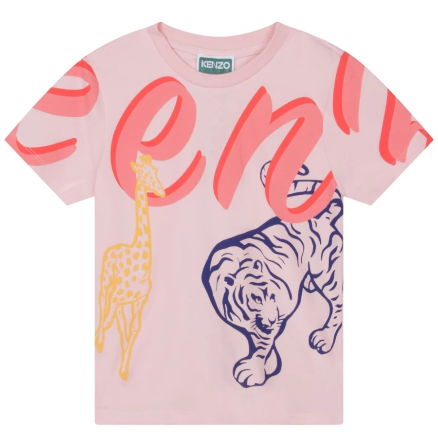 KENZO KIDS Girls Pink Short Sleeve Tee-Shirt - Casual Cotton T-Shirt for Girls