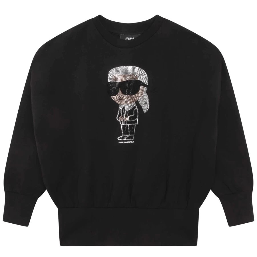 KARL LAGERFELD KIDS Girls Black Rhinestone Embellished Sweatshirt